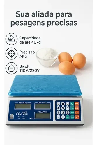 Balança Hortifruti 40Kg Chicvida - Nova