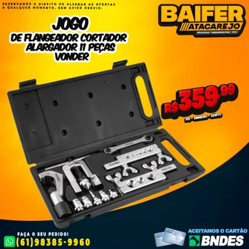 Kit Flangeador Cortador Alargador 11 Peças Vonder