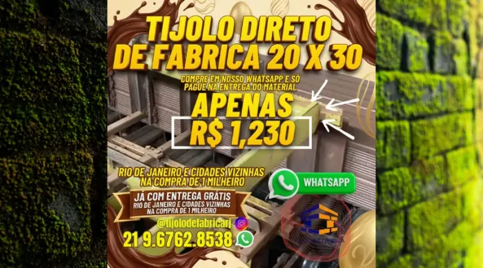 tijolo 10 furos 20x30 para grandes quantidades