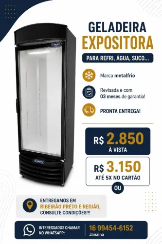 Geladeira expositora METALFRIO (para refri, água, suco) não é cervejeira! COM GARANTIA!