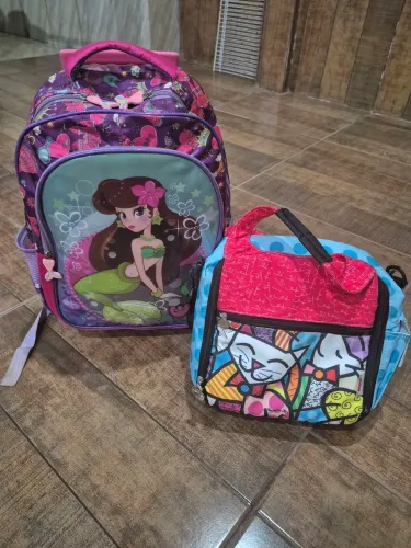 Mochila e lancheira feminina infantil 