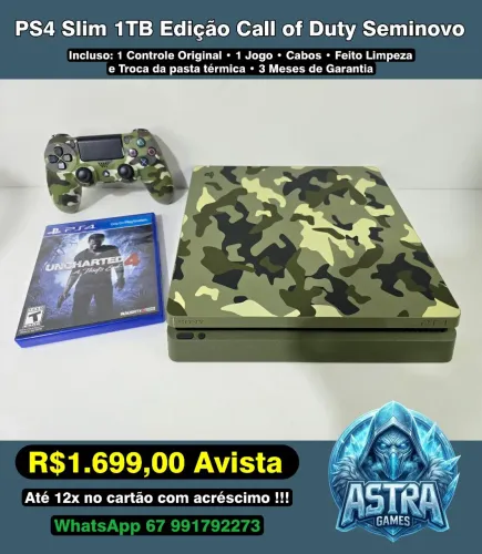 PS4 Slim 1TB Edição Limitada Call of Duty Seminovo Loja Astra Games !!!