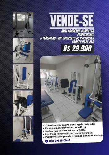 Mini Academia Completa Profissional - 5 máquinas + Kit completo de puxadores