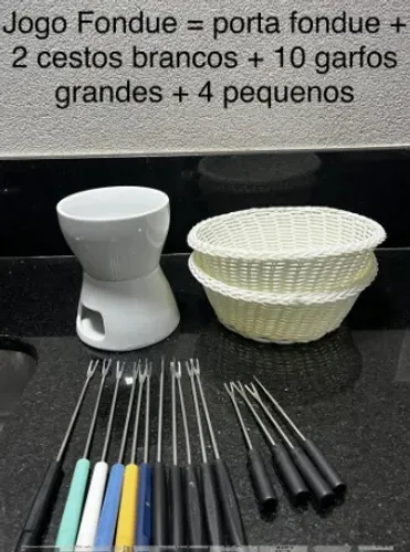 Kit fondue - cestos + fondue + garfos