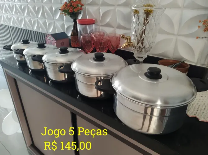 Panelas Novas Em Alumínio, Jogo 3 Peças para seu FOGÃO 