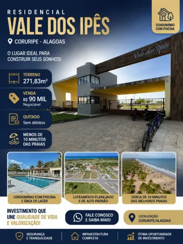 Terreno em Coruripe 271m² OPORTUNIDADE!