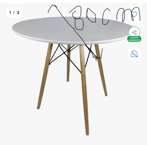 Mesa redonda 80cm com cadeira 