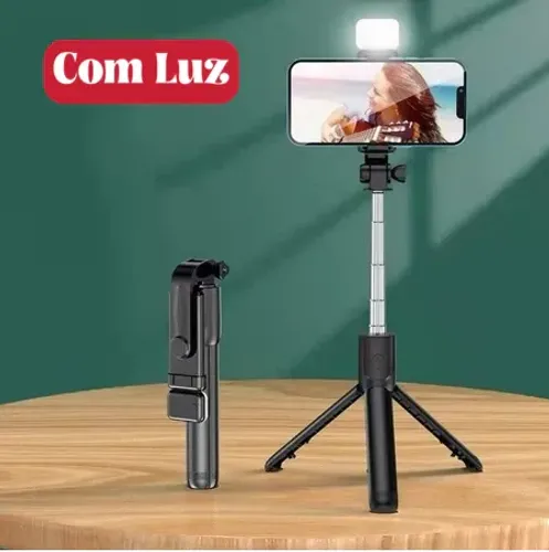 Bastão De Self Tripé Zb001 Para Selfies C/ Controle Preto Bluetooth
