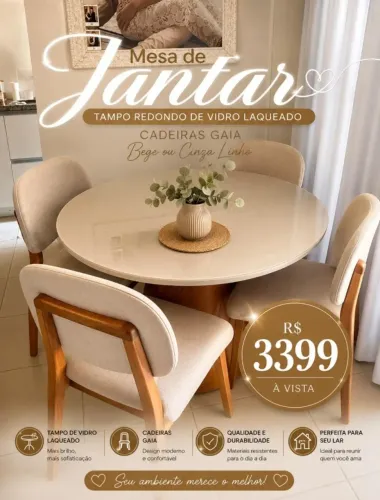 Mesa de Jantar Bueno + cadeiras Gaia