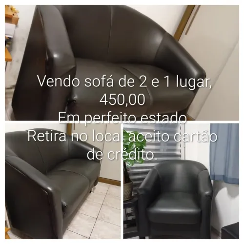 Vendo jogo de sofá 2 e um lugar preto em corino,em perfeito estado $ 450,00 retirar no loc