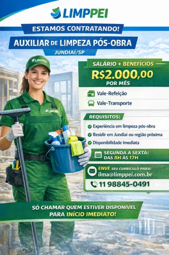 Auxiliar de Limpeza - Jundiai- SP