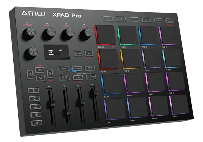 Amw Xpad Pro Controlador DJ Midi Usb Oled Mpd Dj 16 Pads Knobs Cor Preto