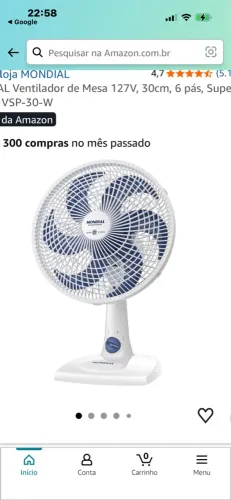 Ventilador branco da mondial