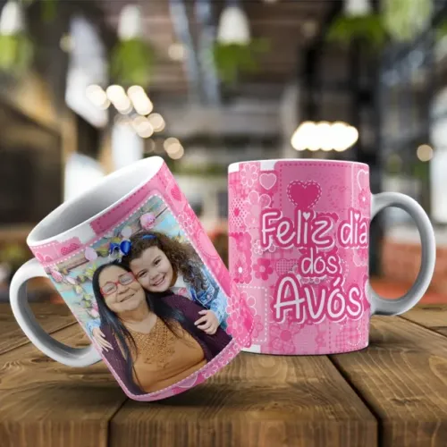 Caneca Vovô Vovó Xícara Avô Avó Cerâmica Dia Dos Avós