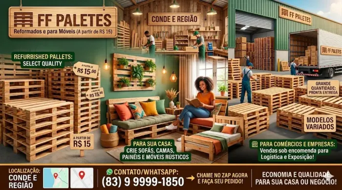  Paletes PBR Selecionados e Limpos - Entrega Inclusa (Cama, Sofá, Painel)