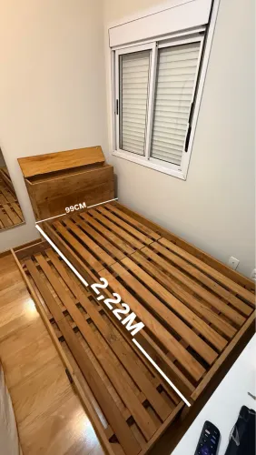 Cama de Madeira Maciça c/ Cama Auxiliar e Baú