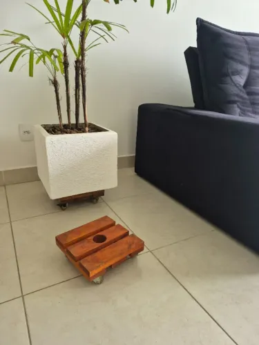 Suporte Para Vaso Planta quadrado Rodinha Gel Silicone 25cm x 25cm