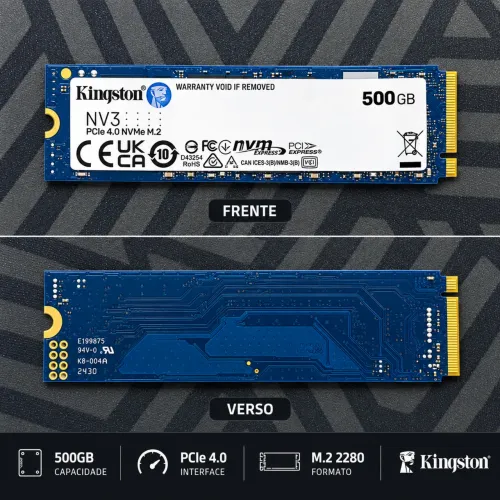 SSD Kingston NV3 500GB NVMe M.2 PCIe 4.0 - 2280