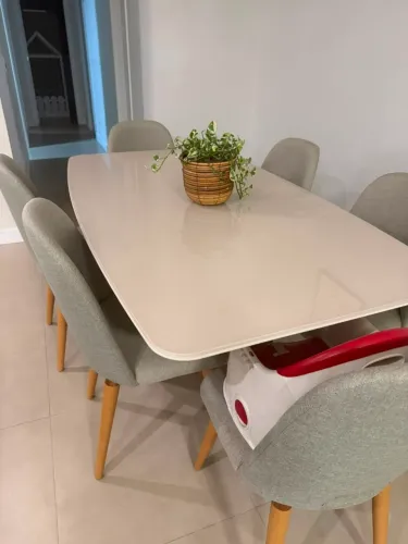 Conjunto Mesa e 6cadeiras Bennett New Drop - Bege