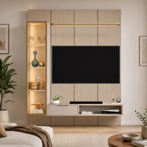 ? CONJUNTO PAINEL LISO 1,80M | 4 MÓDULOS | LED | 1 PORTA + 1 GAVETA | JB BECHARA