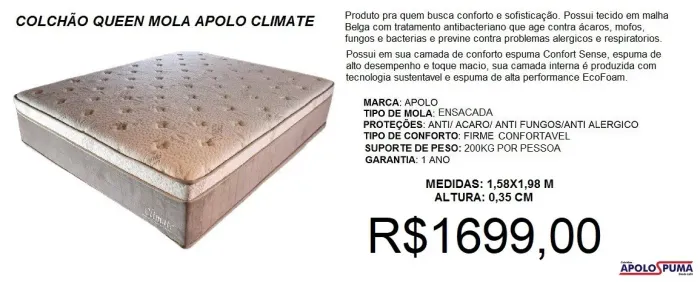 Colchão queen climate de mola - temos a pronta entrega