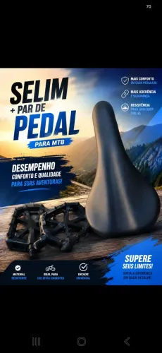 Selim com carrinho e par de pedal rosca 9/16 mtb