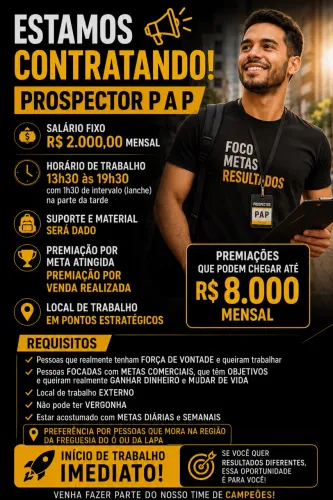 ESTAMOS CONTRATANDO - PROSPECTOR(A) PAP