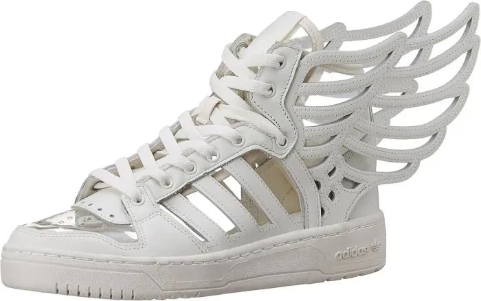 Tênis sneakers Adidas da coleção Jeremy scott tamanho 37 branco com parte transparente.  