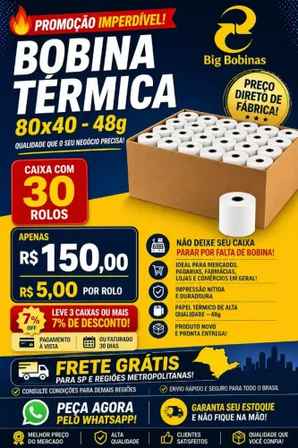 Bobinas térmicas cupom fiscal 