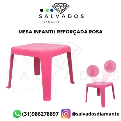 Mesa infantil Rosa reforçada -NOVA