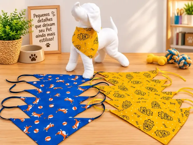 Kit 25 bandanas Petshop Banho e tosa cachorro ou gato tamanho Mde amarrar