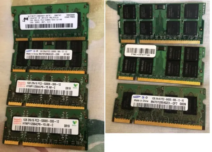 Memórias DDR2 de 1GB para notebook, ideais para upgrade de máquinas mais antigas