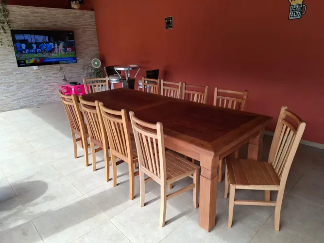 Mesa de jantar em Madeira 10 Lugares  - Mesa Rústica- Área Externa