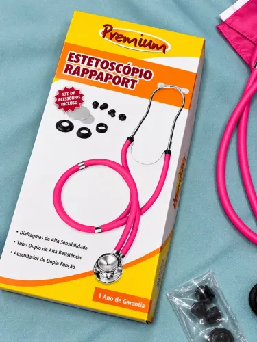Kit Aparelho de Pressão + Estetoscópio Rappaport Rosa