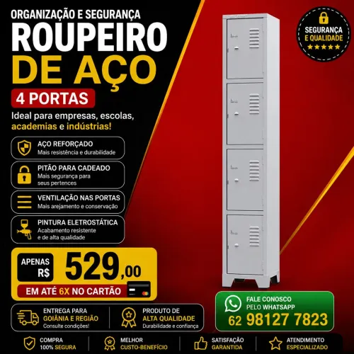 Roupeiro de aço GRA 4 portas  