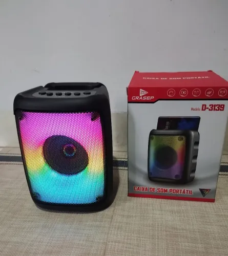 Caixa De Som Bluetooth com LED RGB 3139 10w<br> 