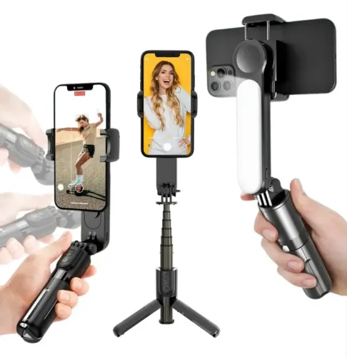 Gimbal Estabilizador De Celular Tripé Com Led