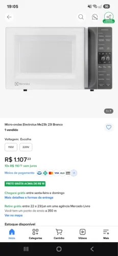 Microondas eletrolux seminovo