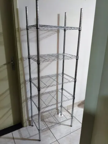 Estante de Aço Cromada Aramada 5 prateleiras 170cm Desmontável 