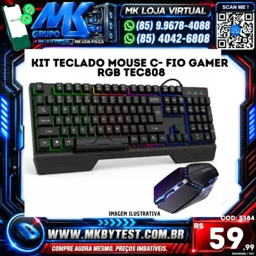 kit teclado e mouse Gemer RGB