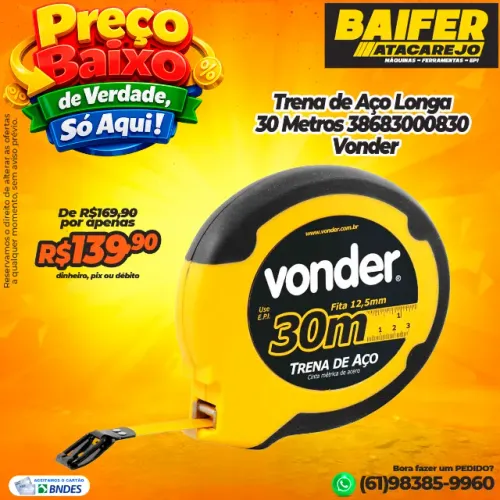 Trena de Aço Longa 30 Metros * Vonder