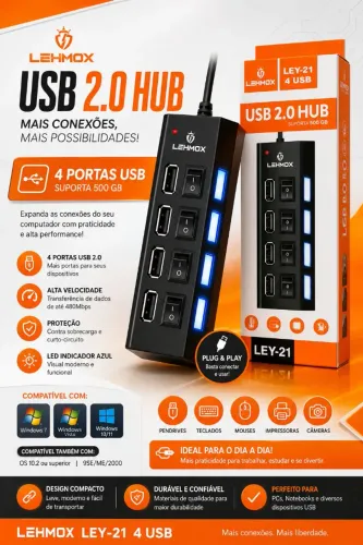 Expanda suas portas USB com facilidade e controle individual por chave!