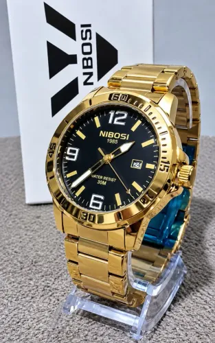 Relógio NIBOSI 1985  Dourado masculino 