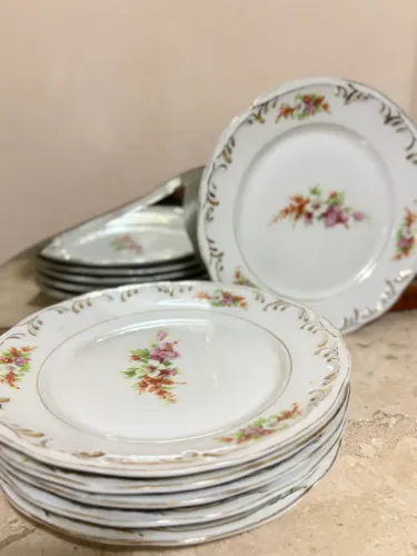 Conjunto de pratos de sobremesa porcelana schmidt antigo