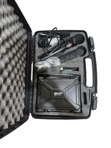 Microfone Sem Fio Duplo Digital Uhf-300d Preto Skp