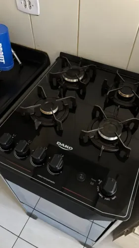 Fogão 4 Bocas Dako Magister Style - Mesa de Vidro e Frente Espelhada (Excelente Estado)