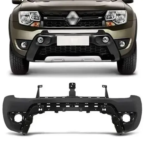 Parachoque Renault Duster 2015 à 2020 - Dianteiro Preto Liso - Furo Farol Auxiliar - Loma