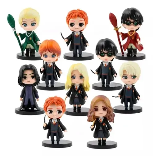 Coleção kit 10 Bonecos Harry Potter Action Figure Hermione Rony 7cm