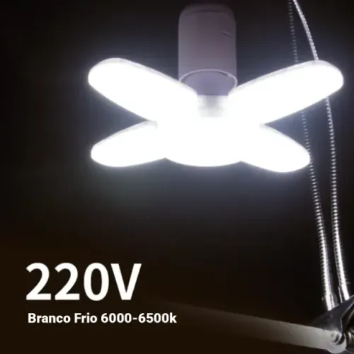 Lâmpada Led Dobrável Formato de Ventilador Branco Frio 220v