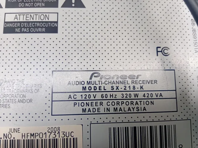 Receiver Pioneer modelo sx-218-k